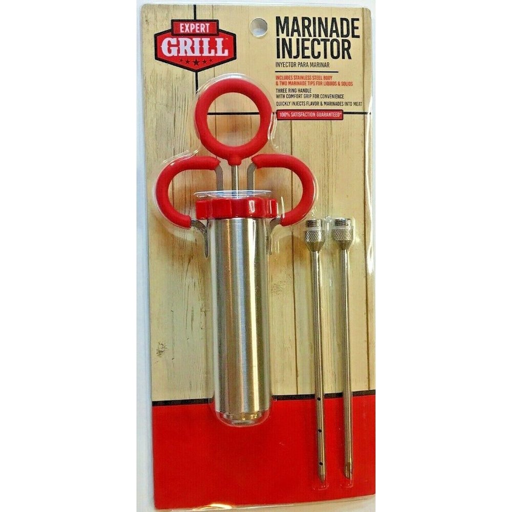 Expert Grill Marinade Injector with Stainless Steel Body and Two Marinade Tips